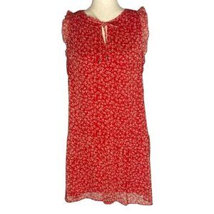 Kaari Blue NEW Floral Tiered Shift Dress Women's Small Red Everyday Essentials